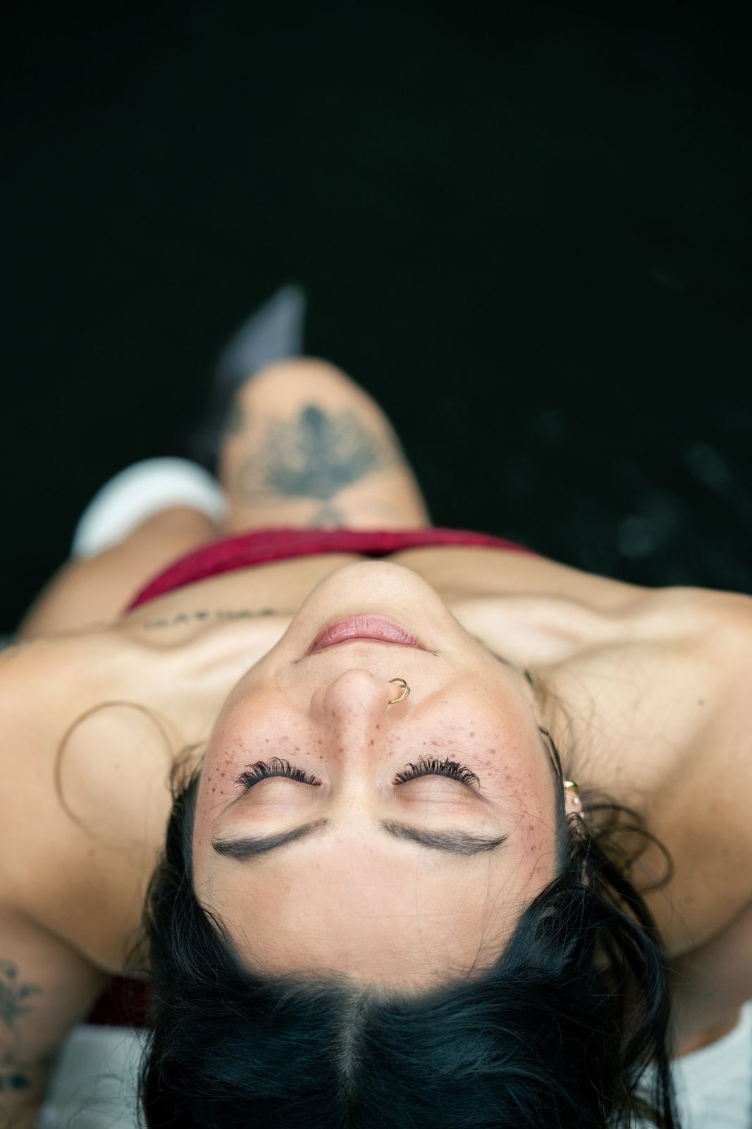 Dreamy close-up portrait from above